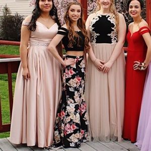 Two Piece Floral Prom Dress